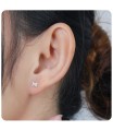 Stone Set in Bow Shaped Stud Earrings STS-213